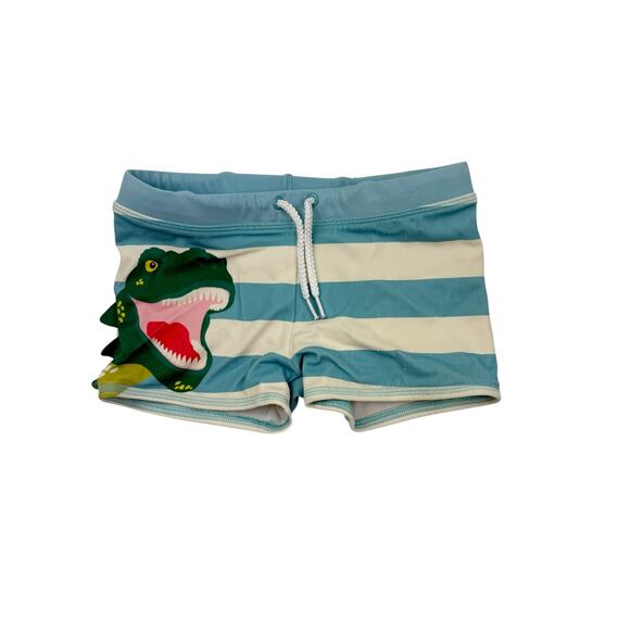 Mini Boden Blur Striped T-Rex Dino Euro Swim Shorts - Picture 1 of 6